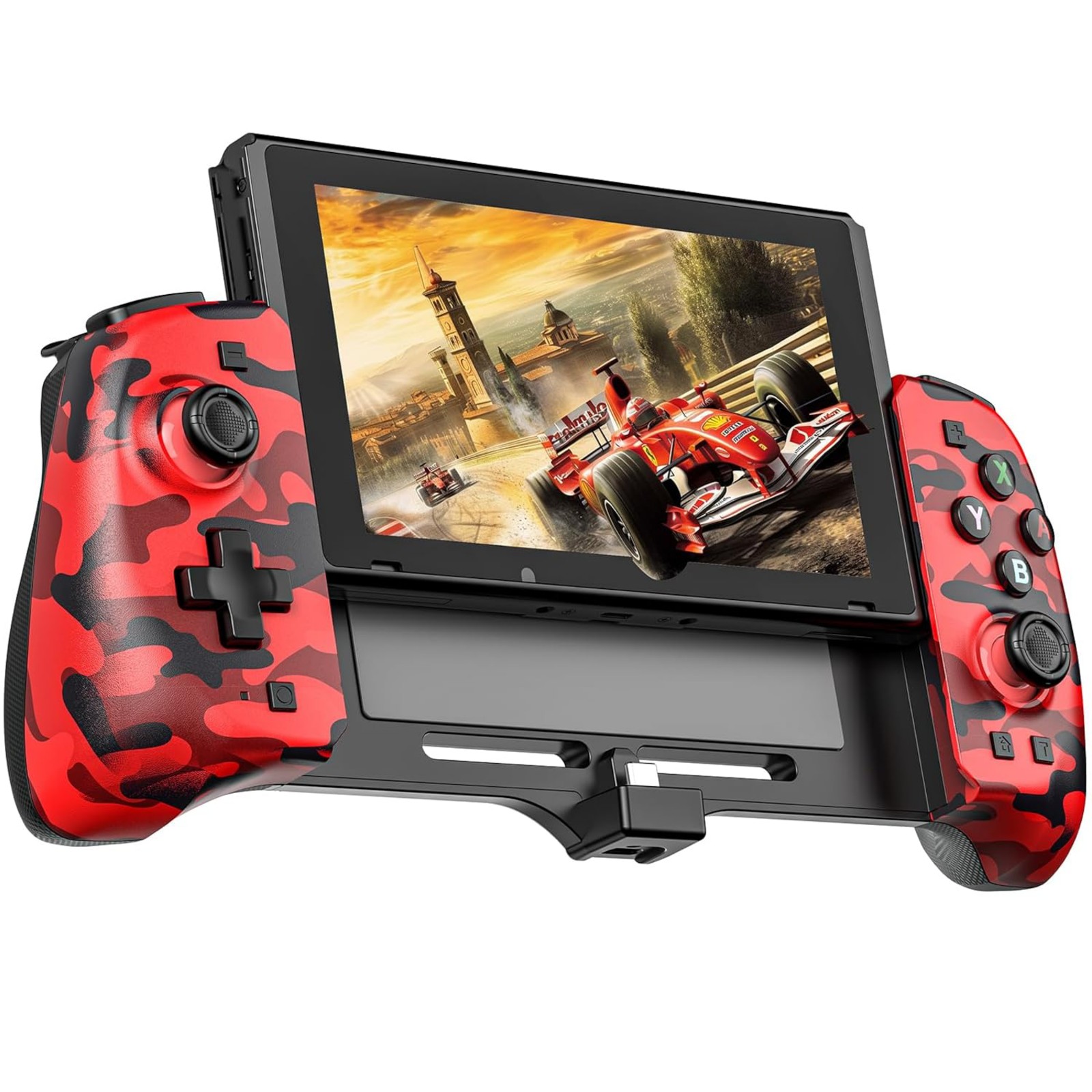 Switch One-Piece Grip Controller Joypad Nintendo Switch/OLED Red & Black Camo