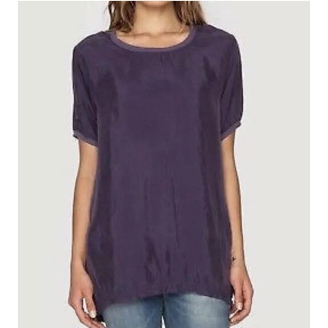 Johnny Was SHIVA Cupra Ribbed Ringer Top Sz XS Ink Blue Scoop Neck B27