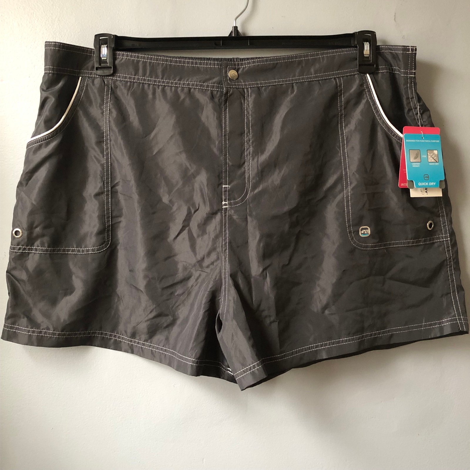 NWT Free Country Women’s Plus Size Gray Swim Board Shorts, Swimsuit bottom 2X