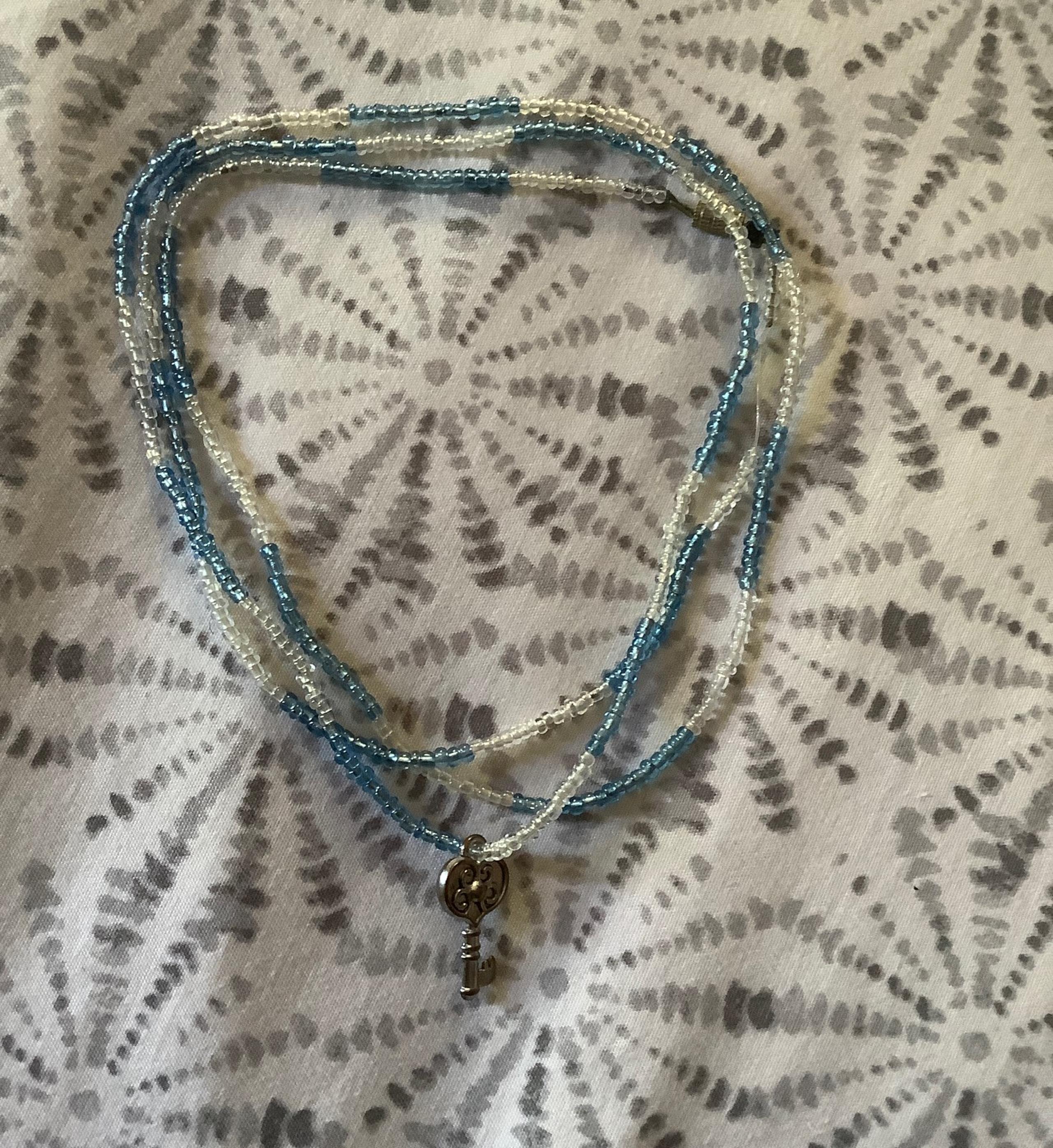 Blue+white waist beads