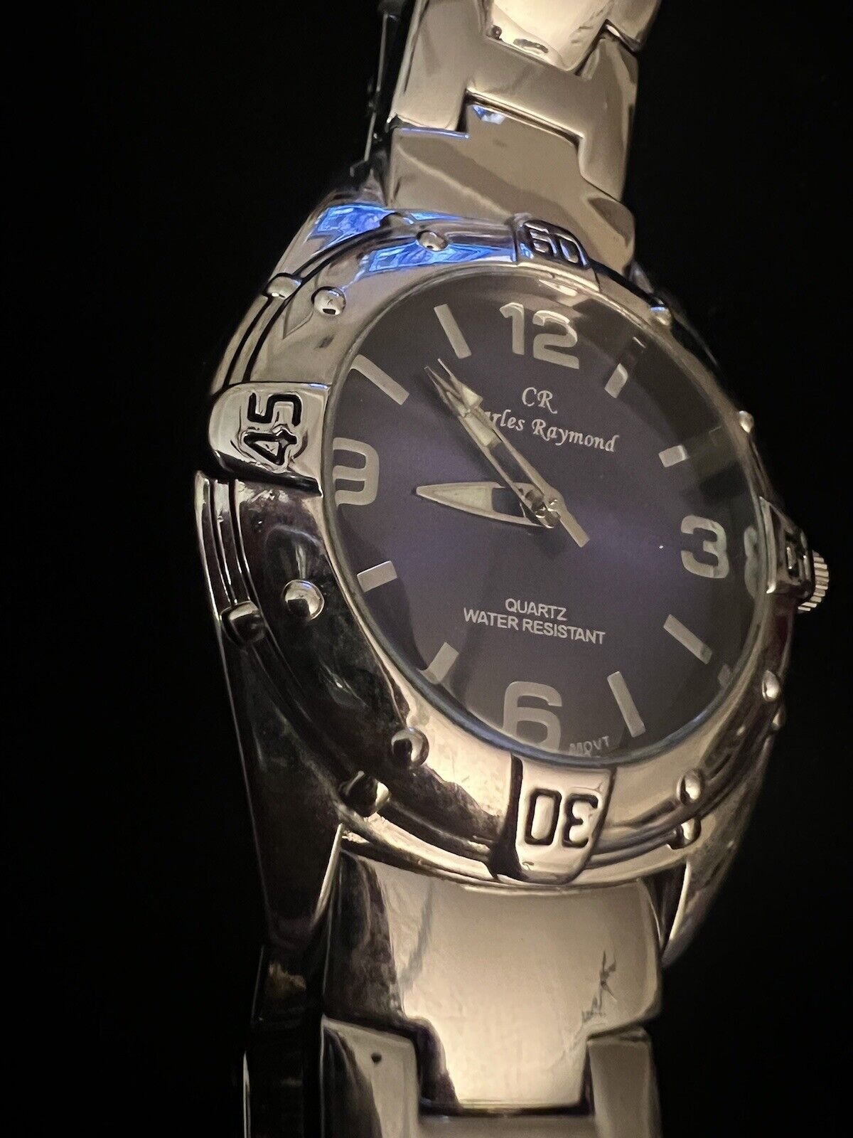 VTG Charles Raymond Man's Quartz Watch Working Blue Dial