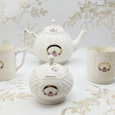 Donegal Irish Parian Ware Bone China Claddagh Ring Design 6-Piece Set