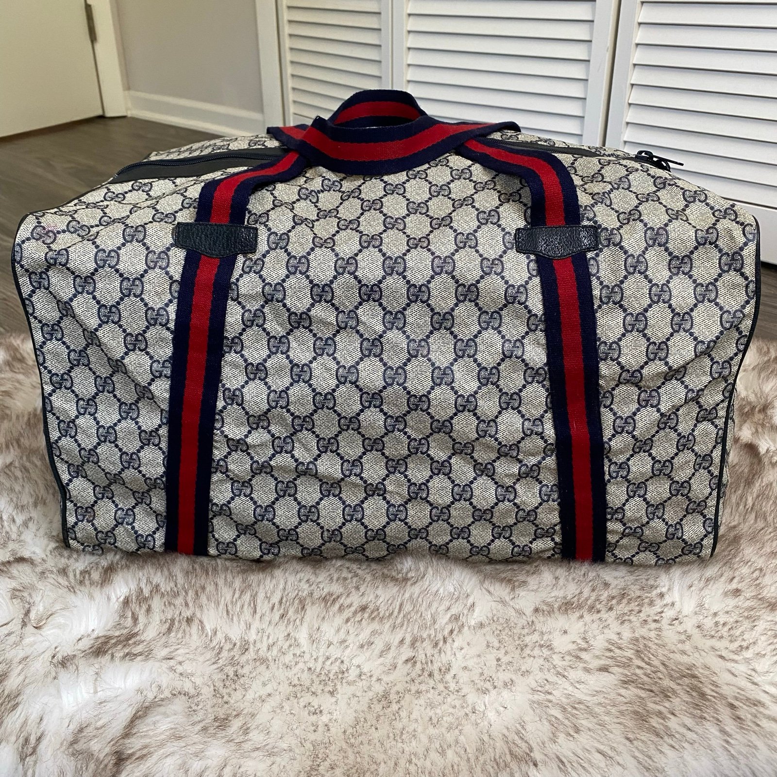 Vintage 80s Gucci Monogram Travel Duffle Bag