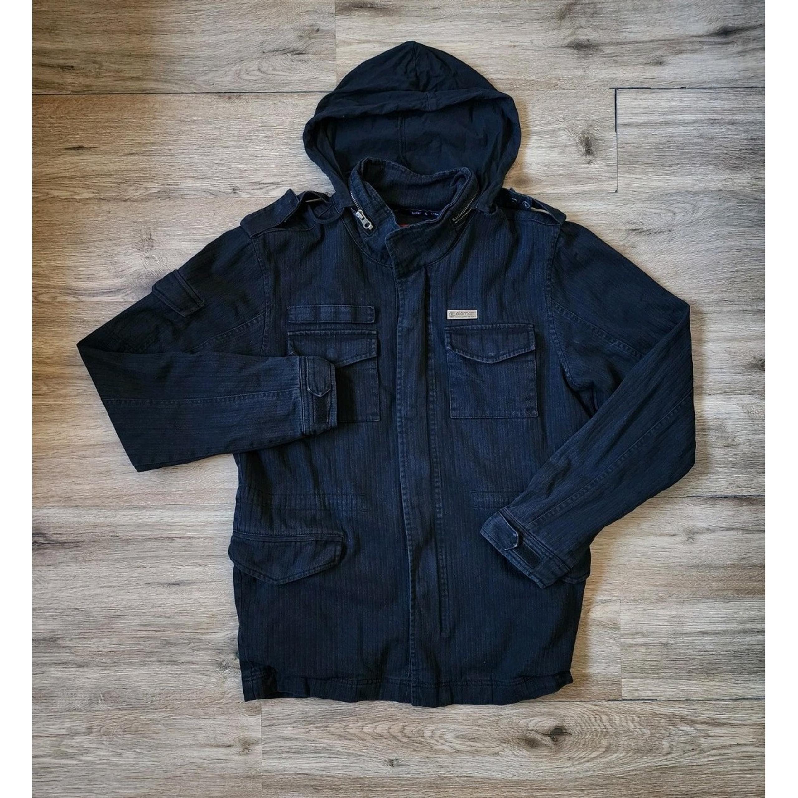 Vintage Y2K Element Skateboards Black Jacket Mens Large Full Zip Skater Grunge