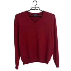 Brooks Brothers 346 Men's Red Long Sleeve V-Neck Merino Wool Sweater Size L