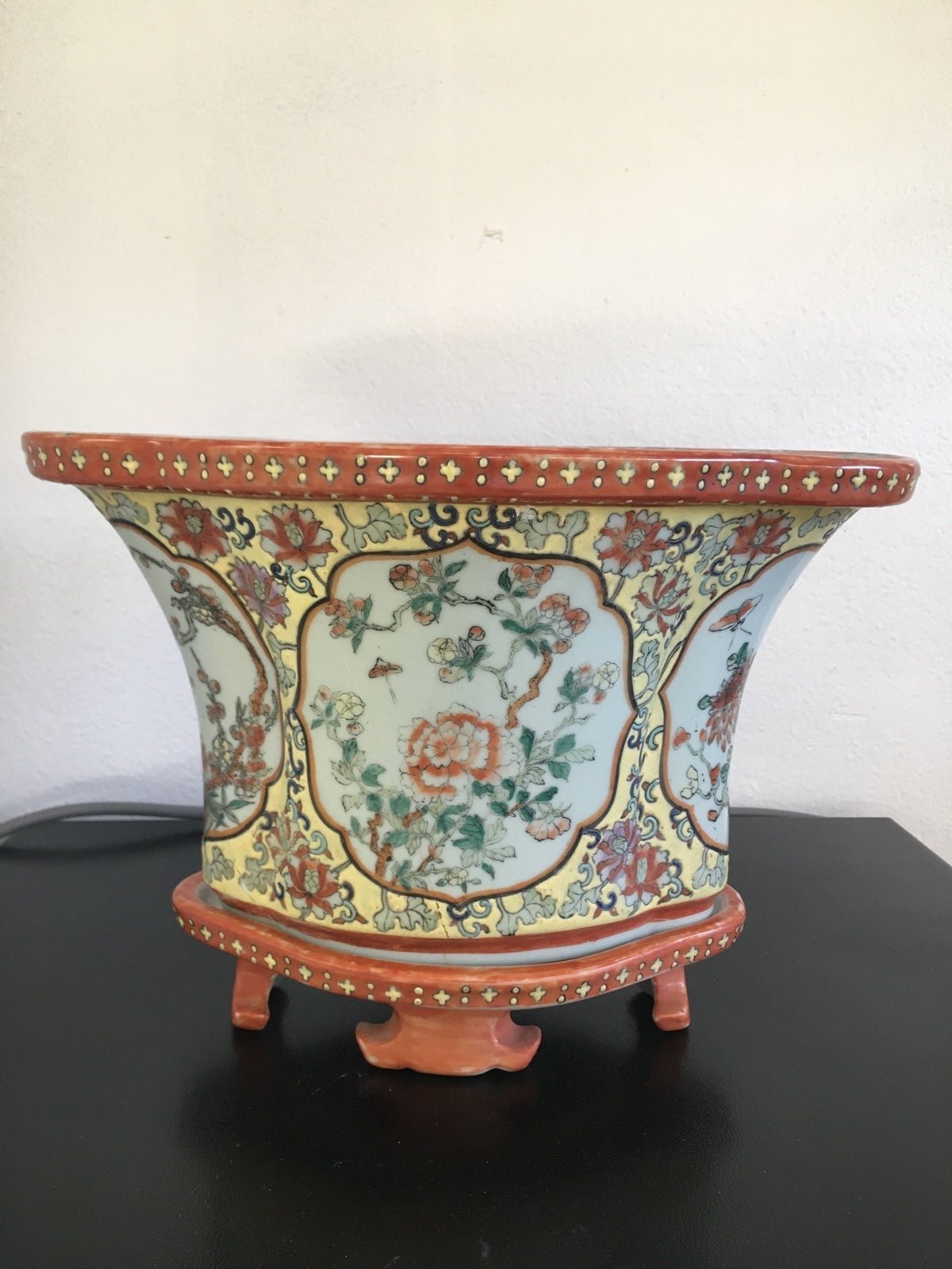 Vintage Early 20th Century Large Asian Cachepot on Stand