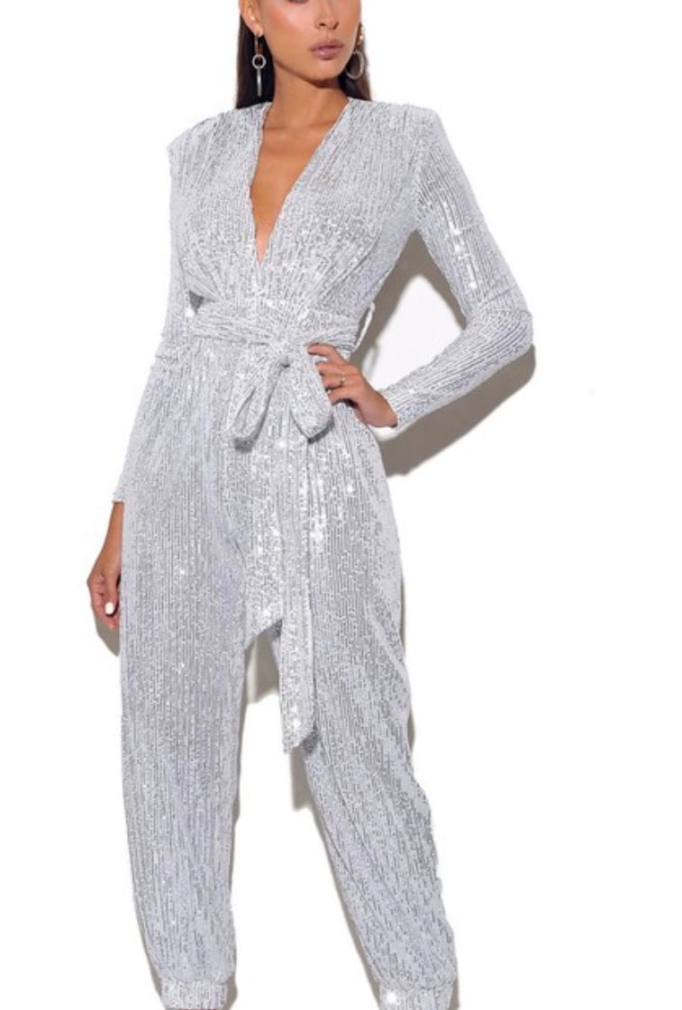 Silver Sequin Jumpsuit