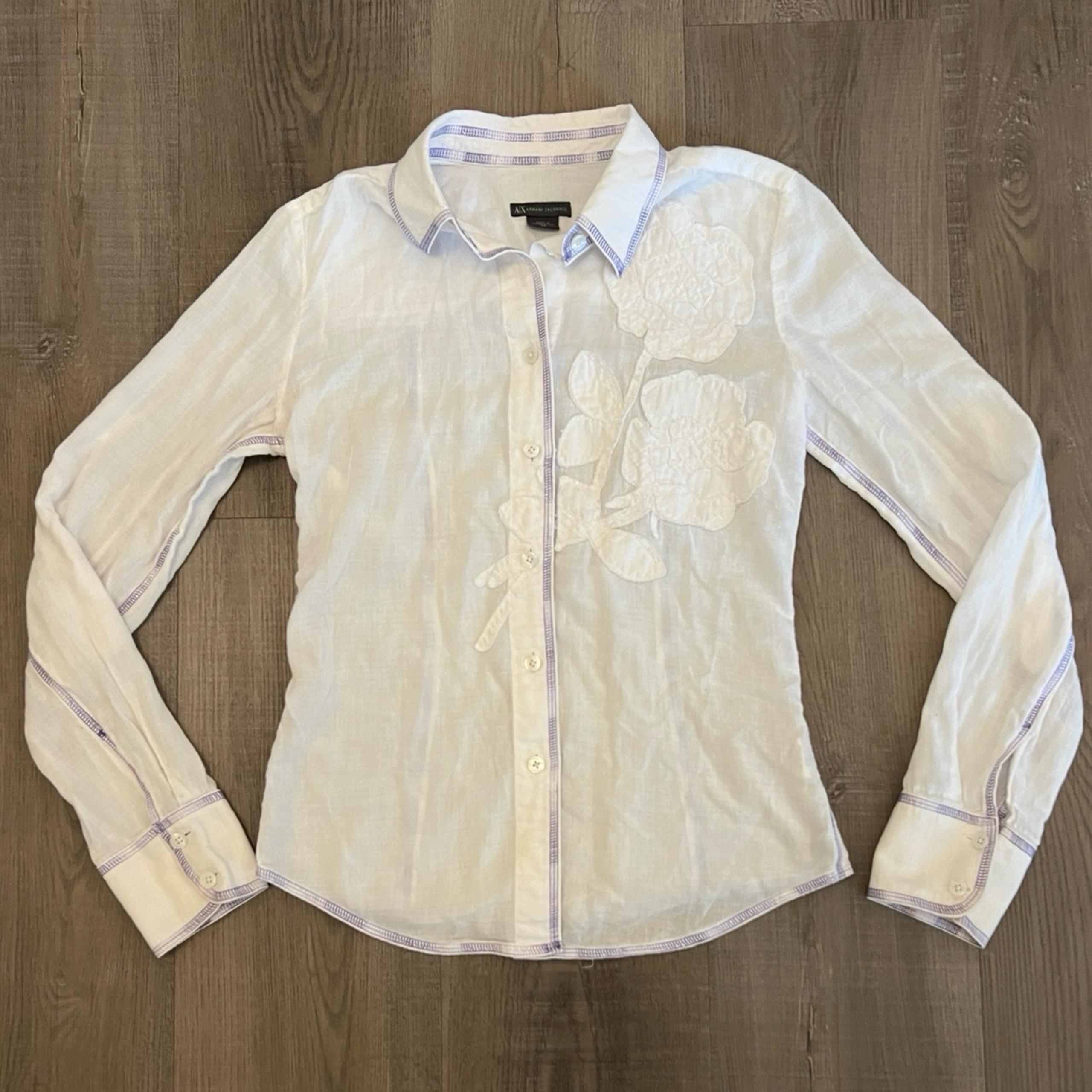 Vintage Armani Exchange Sheer Button Up Blouse