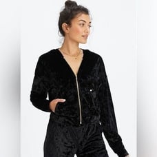 Fabletics Crushed Velour Zip Up Hoodie Size L NWT