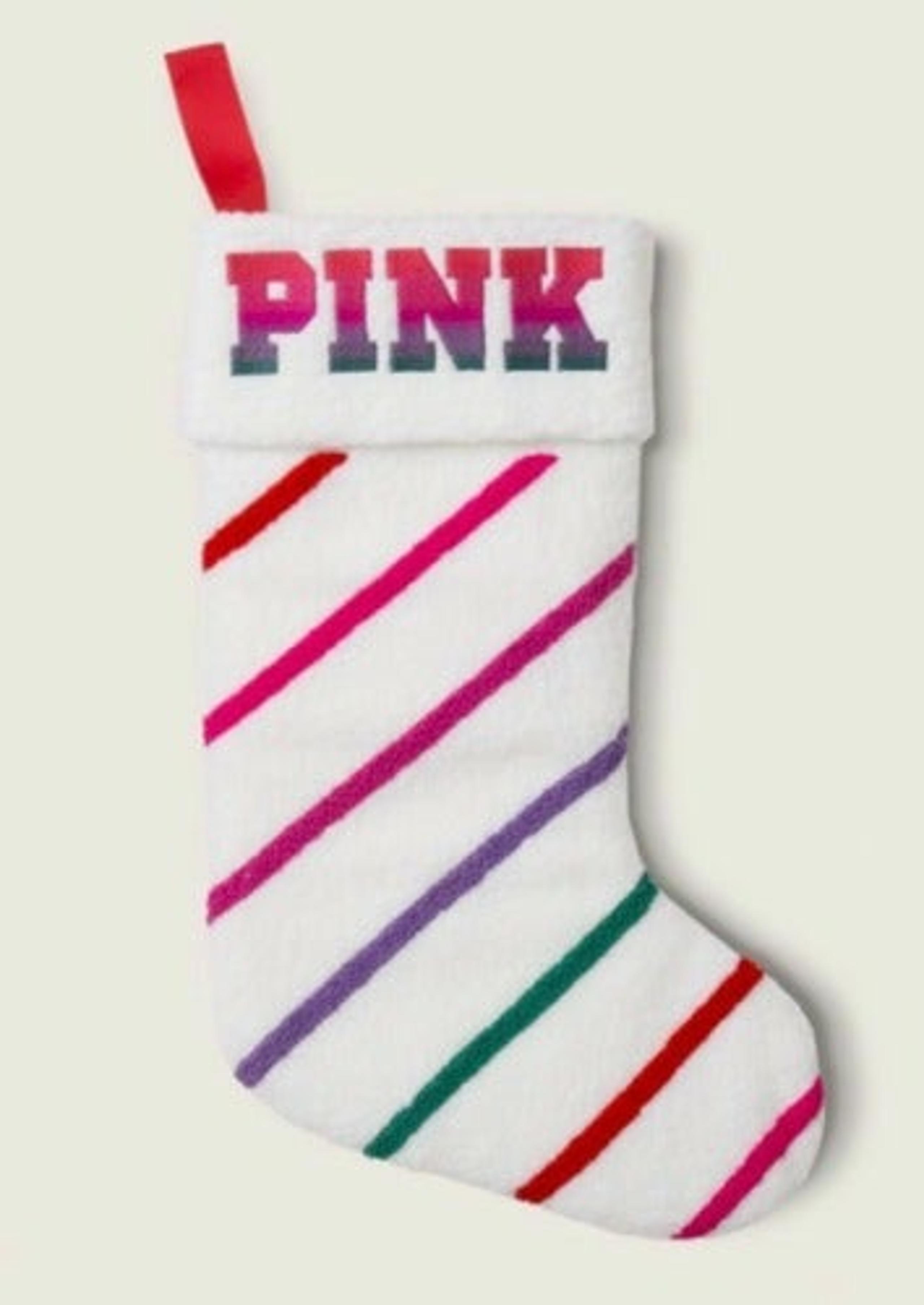 NEW Victoria's Secret PINK SHERPA Striped Christmas HOLIDAY Stocking