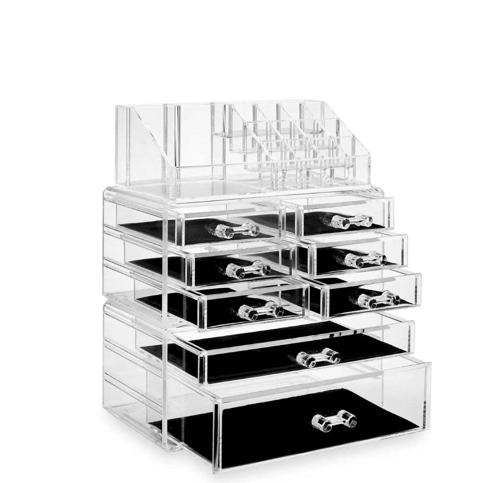 3pc Acrylic Cosmetic Makeup Organizer & Jewelry Drawer Storage Box Display Case