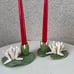 Vintage Set 2 Lilly flower pad Candleholders 3D Ceramic Handmade Flowers white