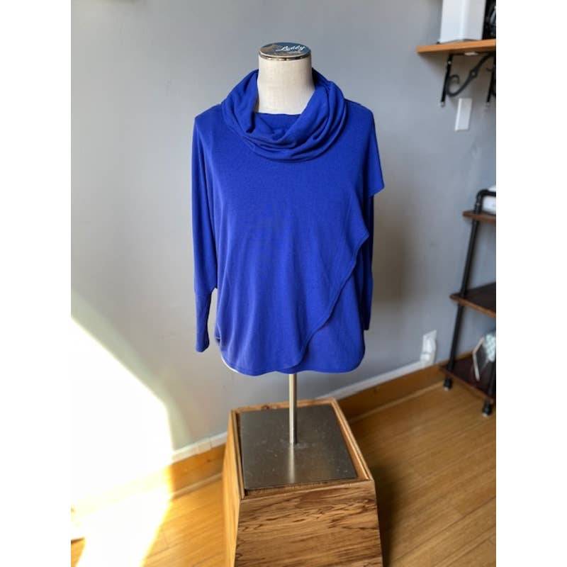 Royal Blue Cowl Neck Sweater EUC Grace Elements Like New