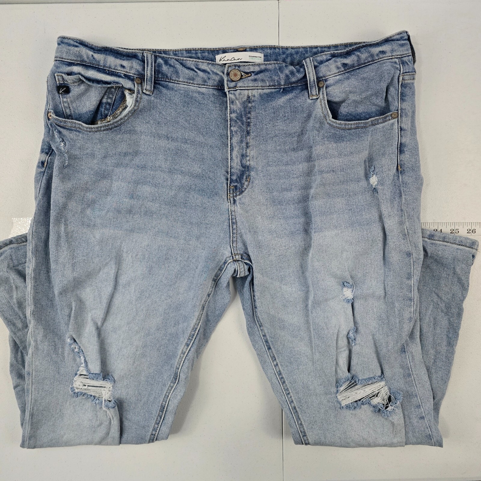 KanCan™ Light High Rise Ripped Boyfriend Jean womens blue 33 denim 5090