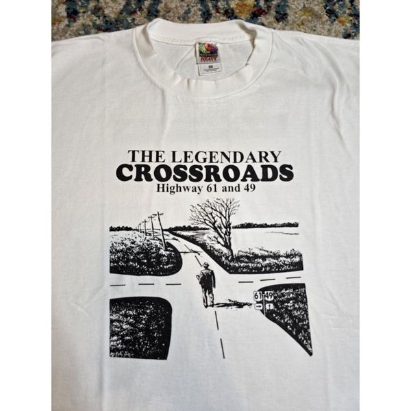 Vintage 90's Robert Johnson Crossroads Mississippi Delta Blues T-Shirt Size L/XL