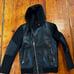 Zara Man L/XL Leather Bomber Hoodie
