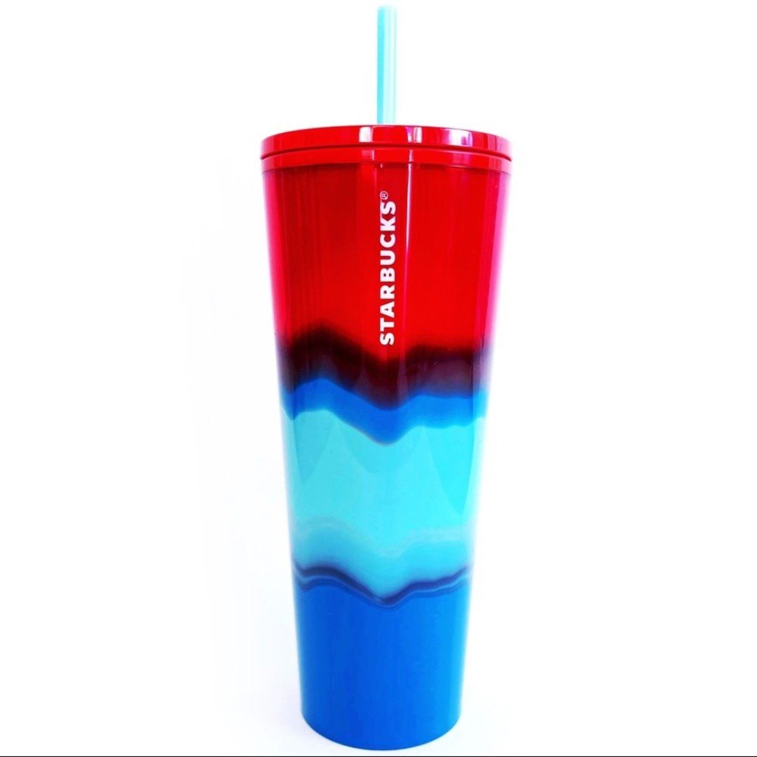 Starbucks Limited Edition Tumbler Red Blue Geode Travel Cup Venti 24 fl oz Gift