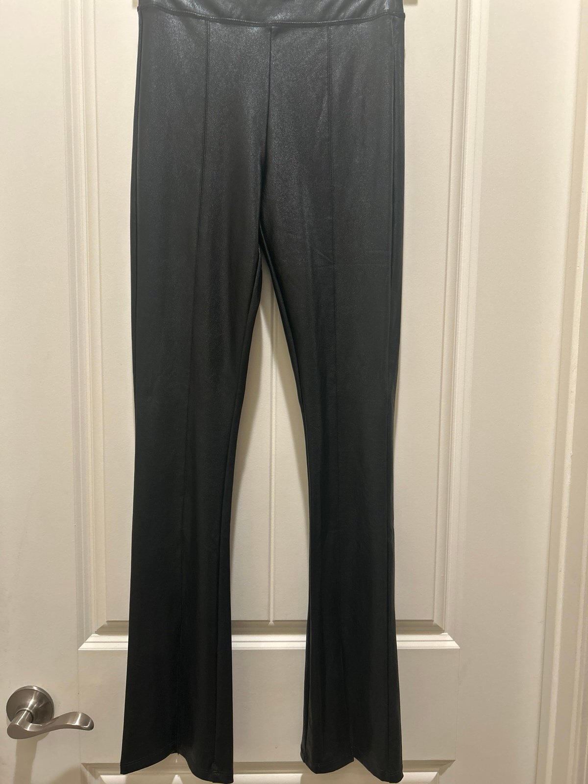 Vintage Havana front slit faux leather pants