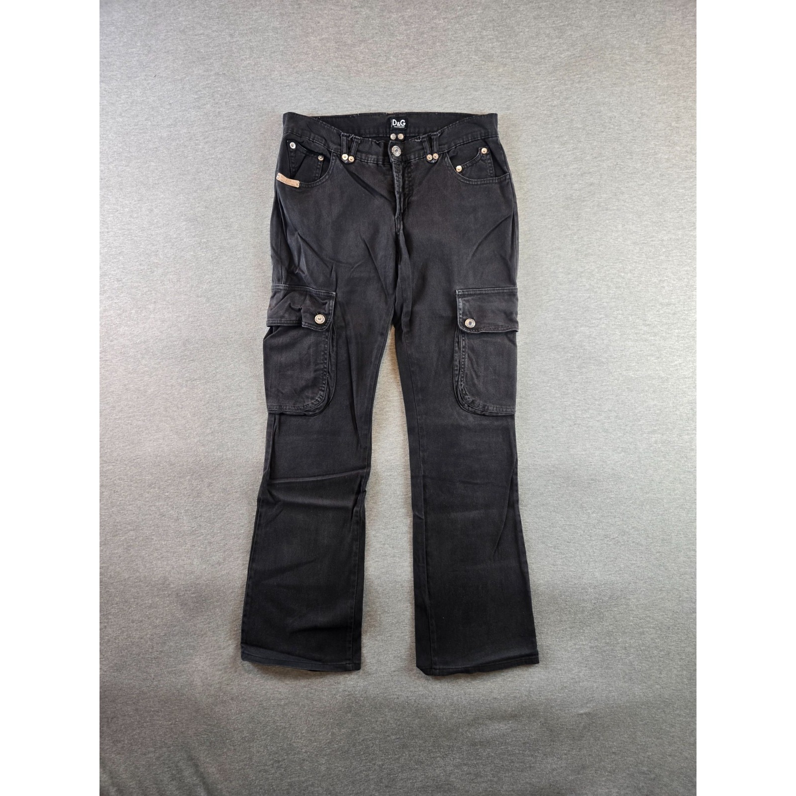 DOLCE & GABBANA Jeans Mens Size 42 / 28x31 Black Cargo Pocket Pant Stretch Denim