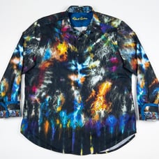 Robert Graham Space Shirt Men XL Aurora Borealis Psychedelic Flip Cuff Button-Up