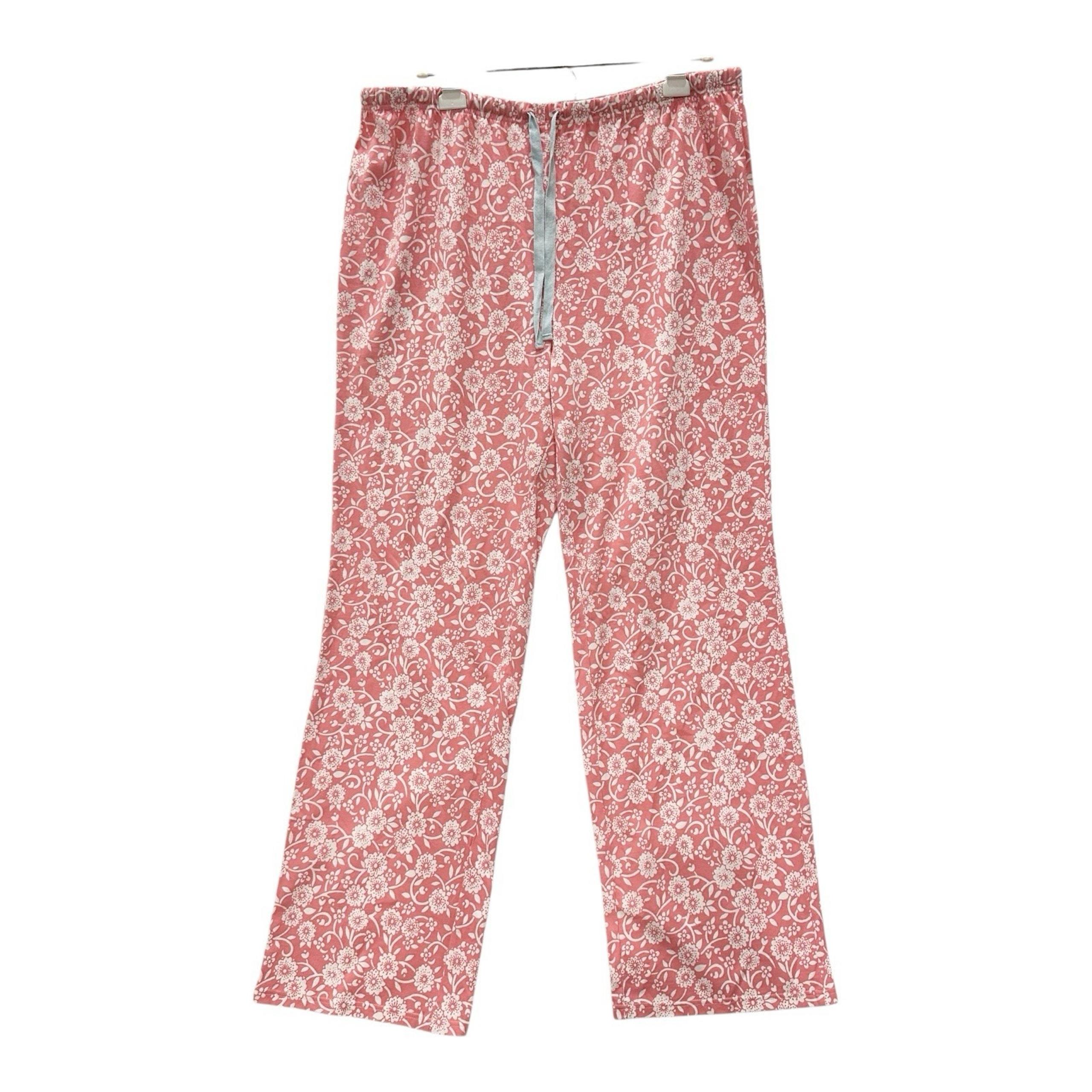 Garnet Hill Knit Pajama Pants Womens XL Floral Organic Cotton Lounge Coral