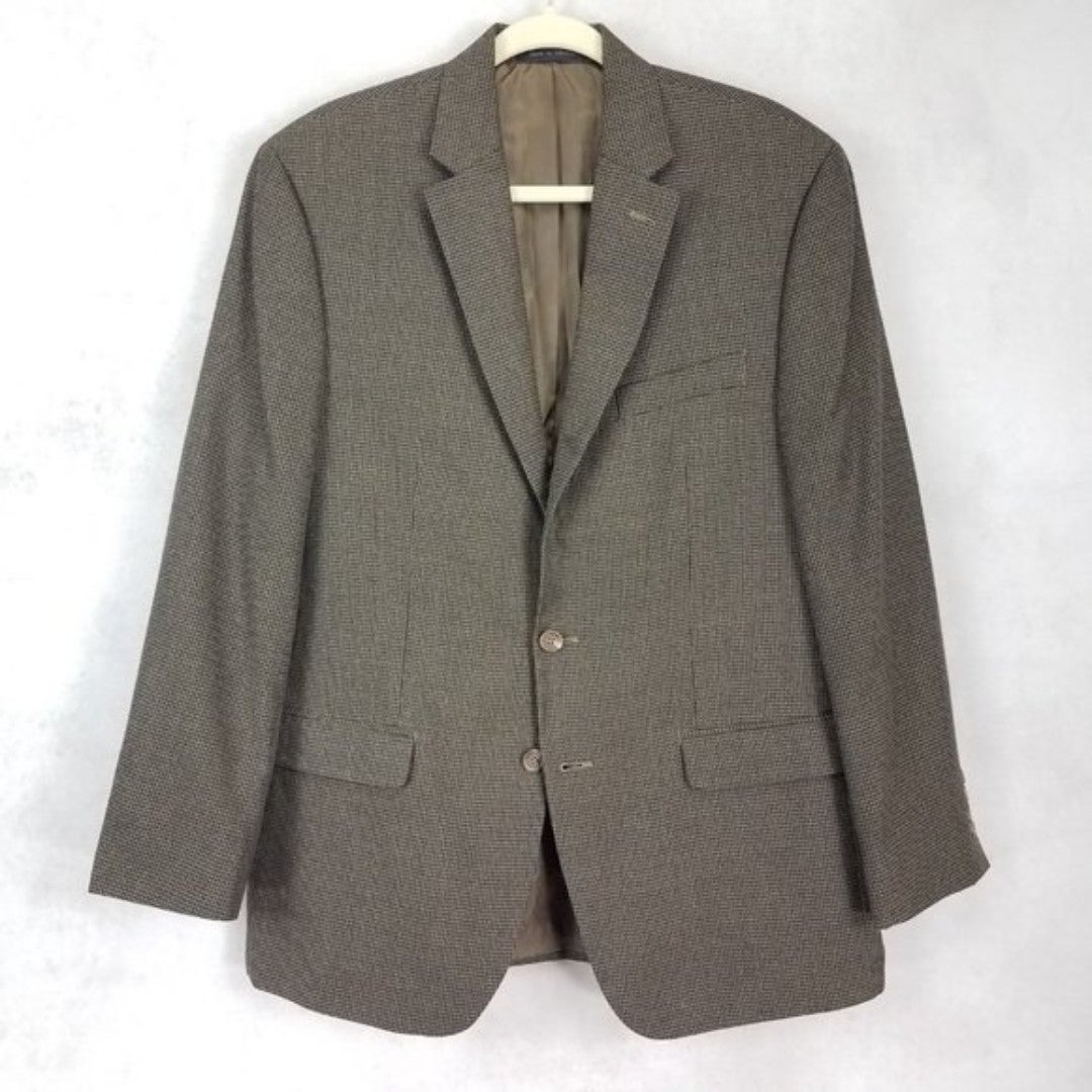 Chaps Men's 42R Blazer Suit Jacket Sport Coat Brown Houndstooth pattern 175