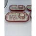Temptations By Tara Red Floral Lace Breakfast / Egg Plates Excellent Set Of 4