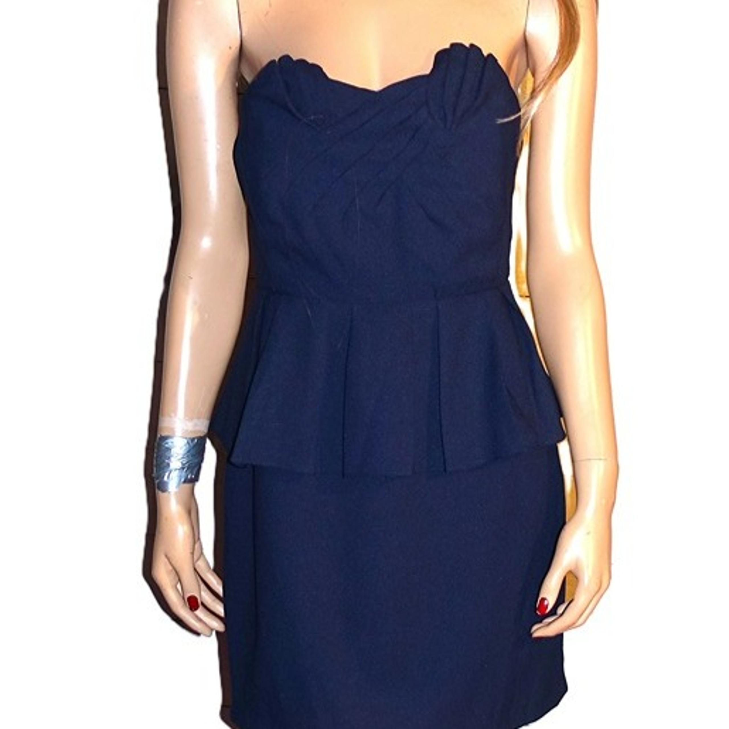Pins & Needles Navy Blue Pleated Strapless Dress 8