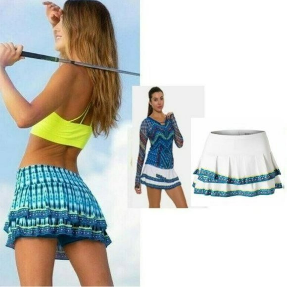 Nwt Lucky In Love Tennis Skort Skirt Shorts Pleated white blue S Small