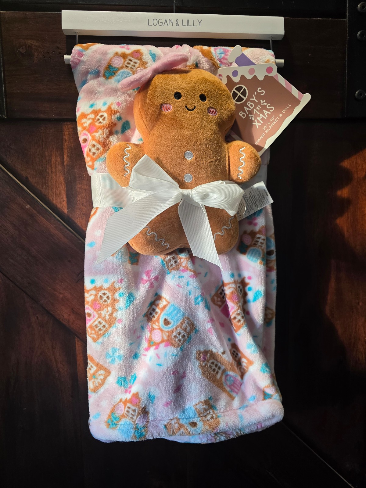Baby's 1st Christmas Gingerbread blanket anf plush NWT logan and lilly