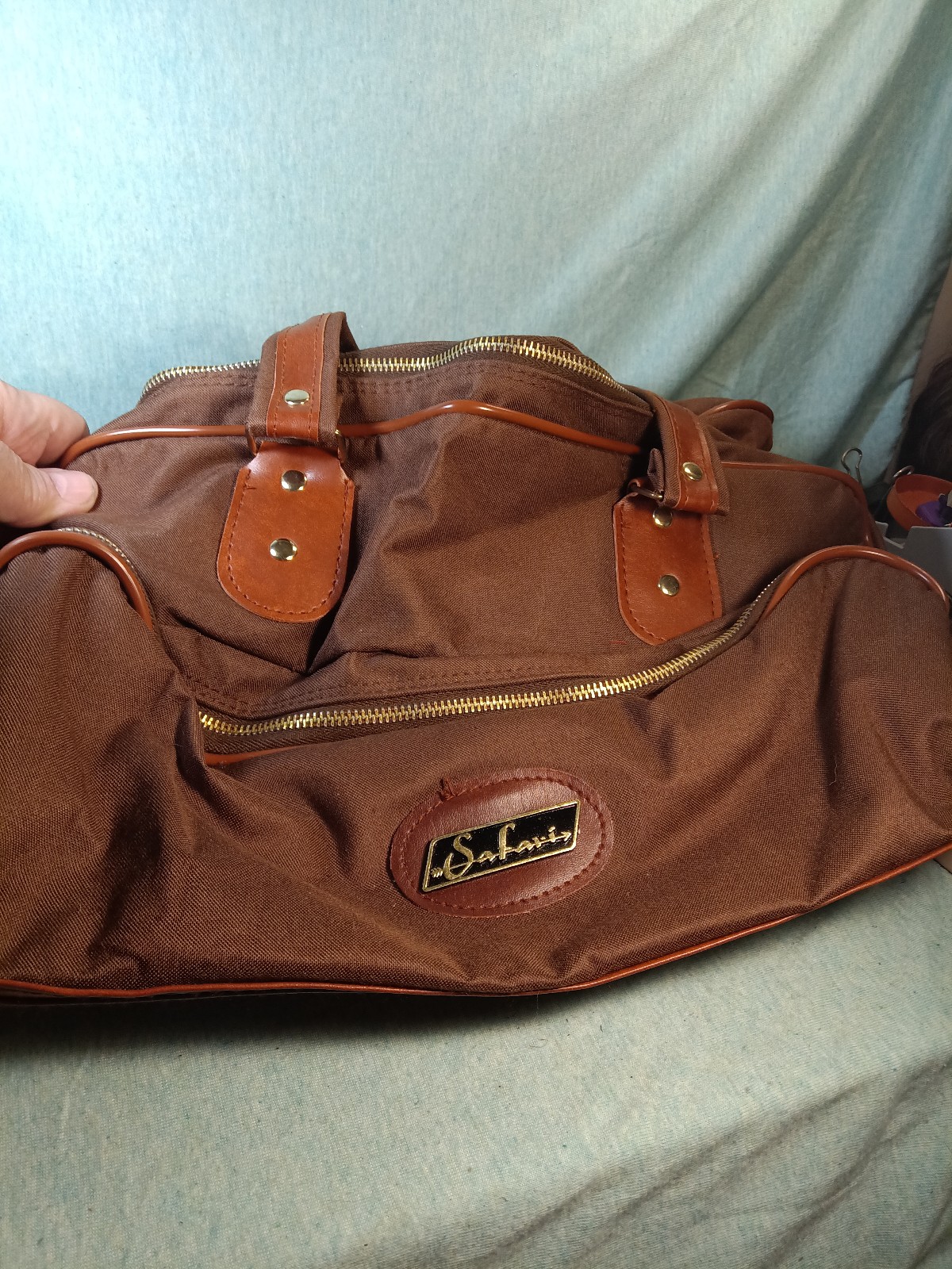 Safari Leather and Canvas tote bag