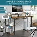 47 Computer Desk Writing Study Table w/ Open Shelves & CPU Stand Brown