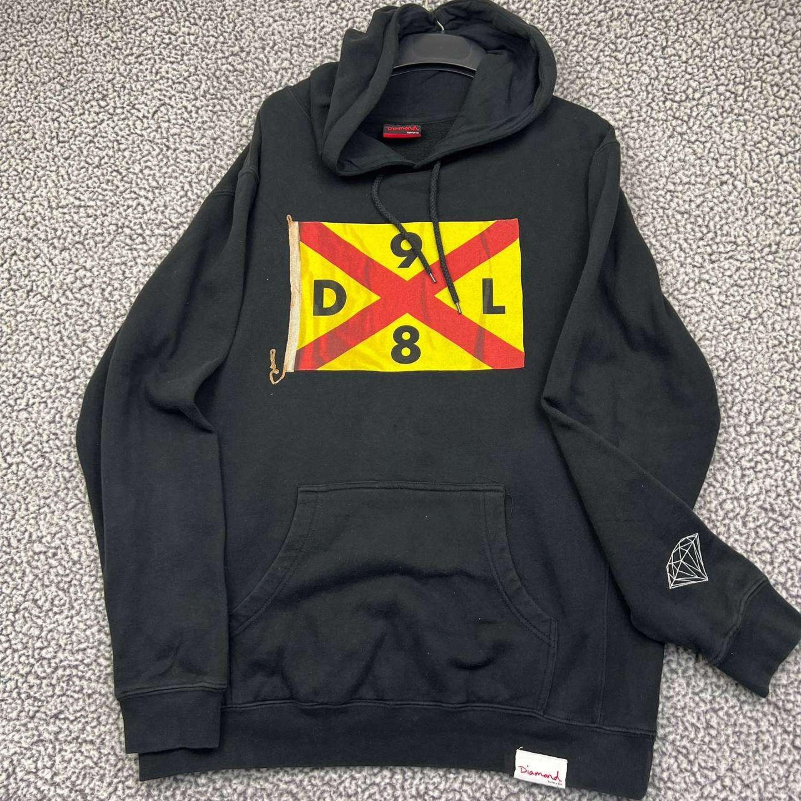 Diamond Supply Co. Hoodie Men Extra Large Black Pullover Long Sleeve Pocket XL