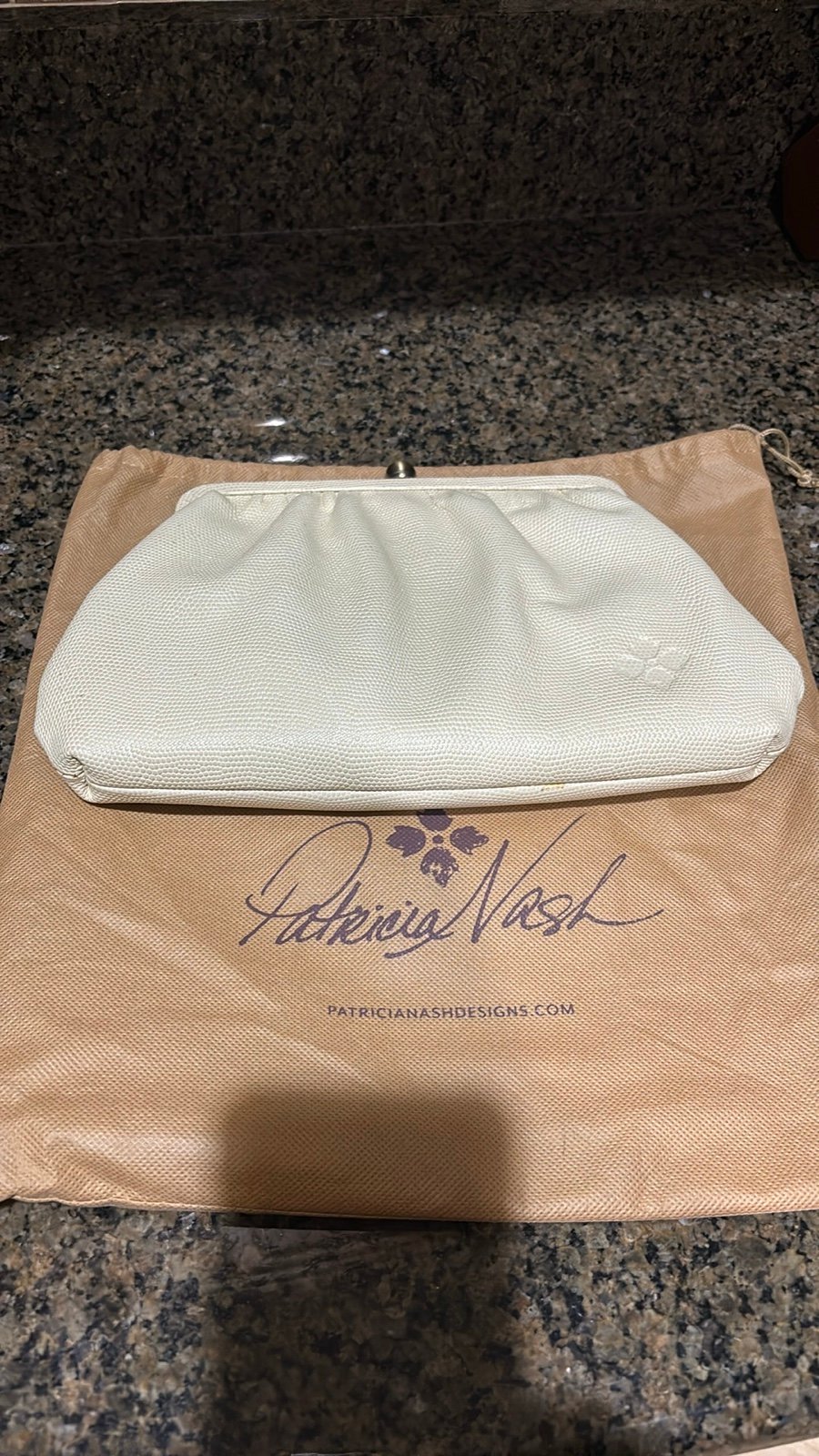 Patrica Nash off white clutch purse