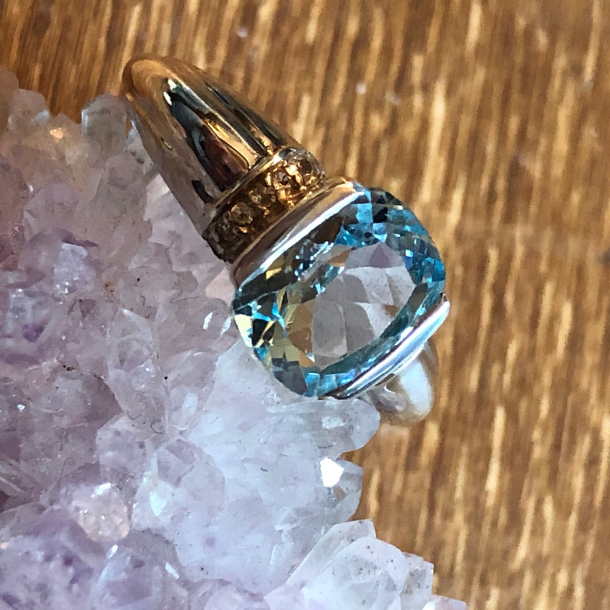 Blue Topaz + Diamond Ring SIZE 7