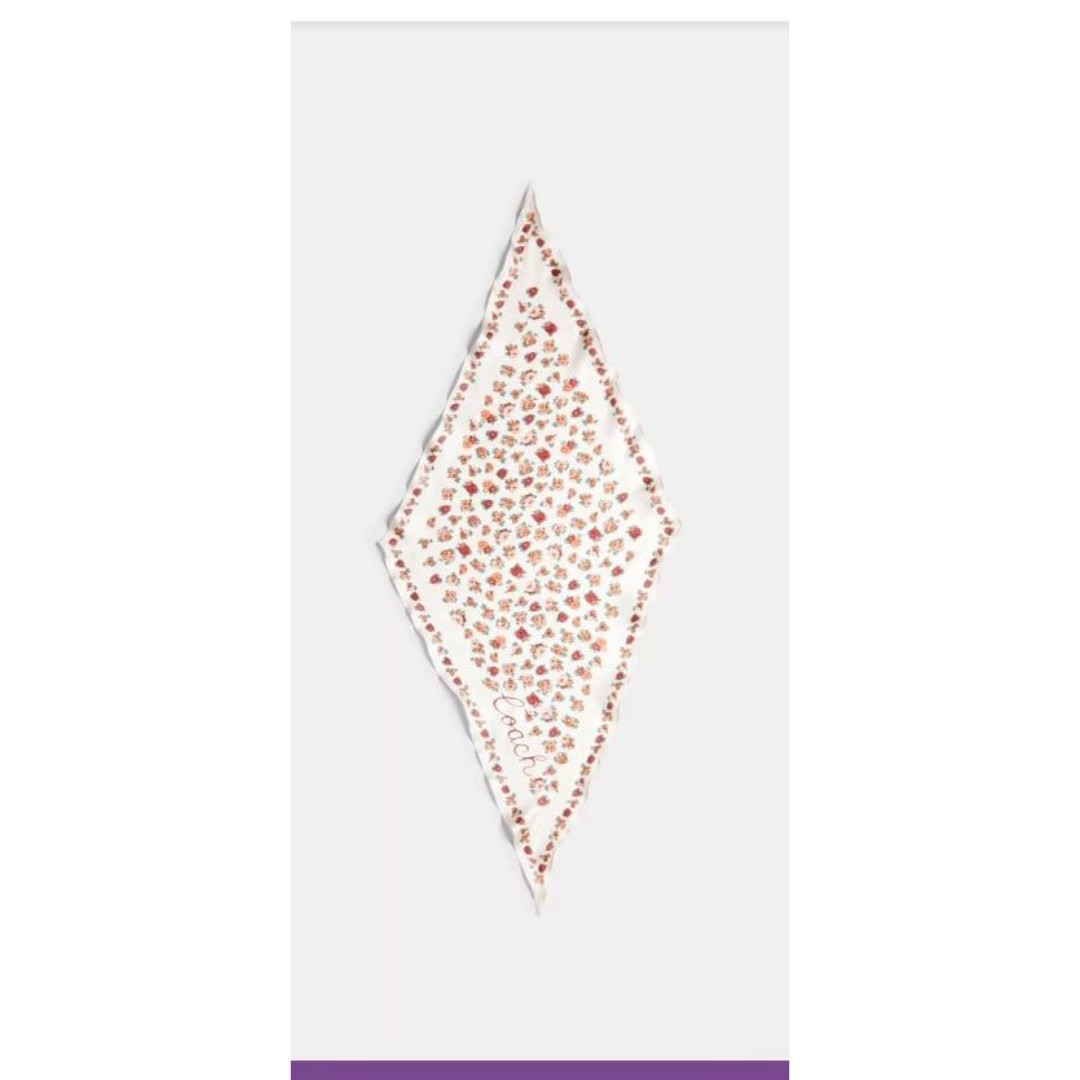 COACH ESSENTIAL TEA ROSE SILK DIAMOND SCARF NECK WRAP NEW