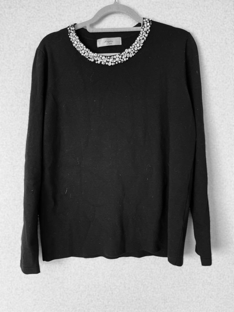EFDE M-size Rayon Knit with Jewels, Black, Spring