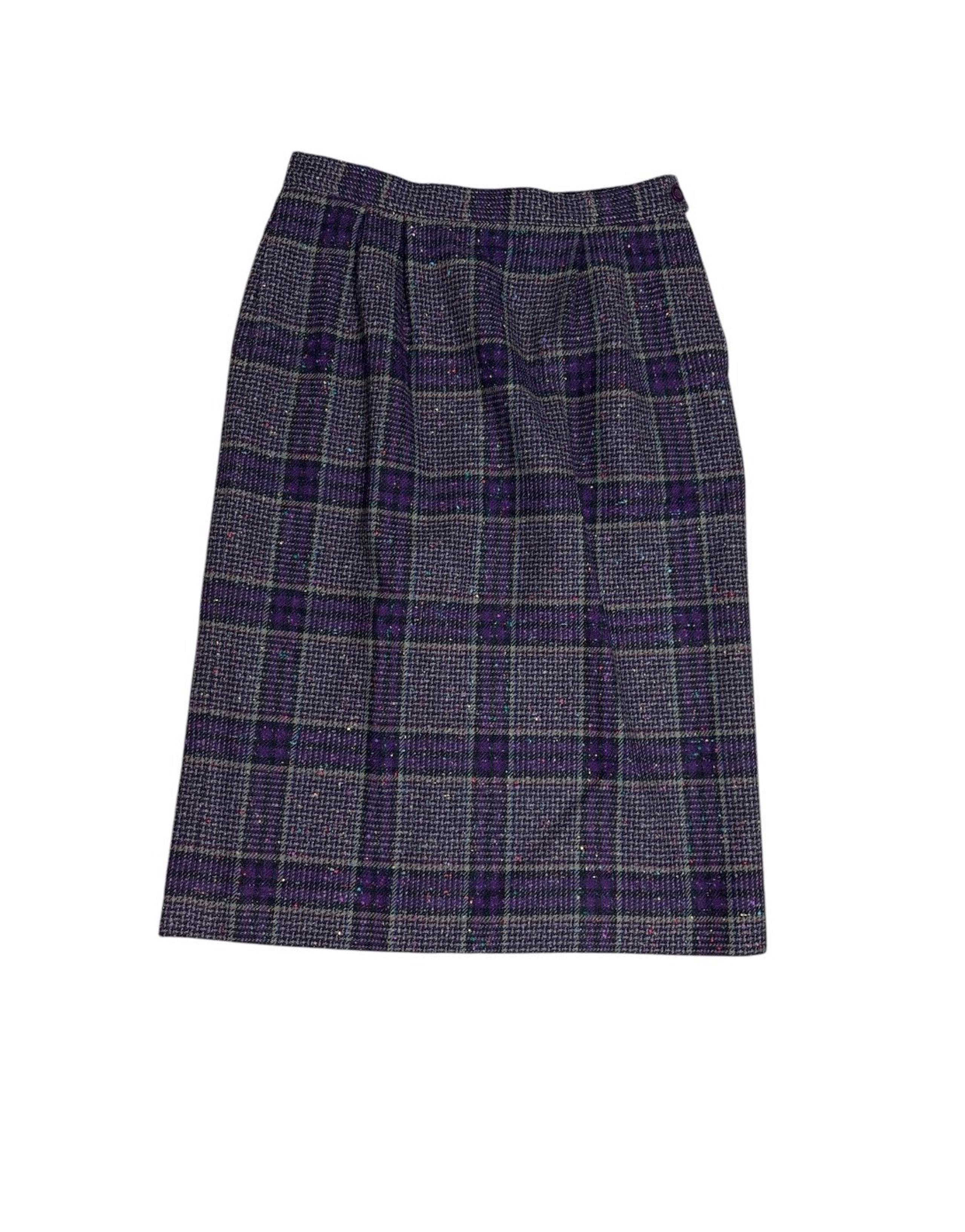 Vintage Pendleton purple plaid 100% wool skirt
