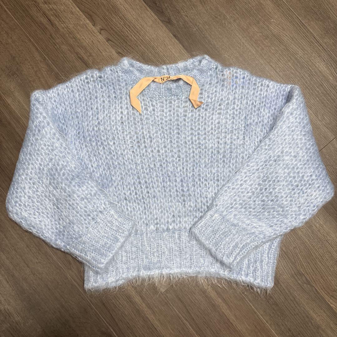 N°21 Mohair Knit Sweater Light Blue Spring