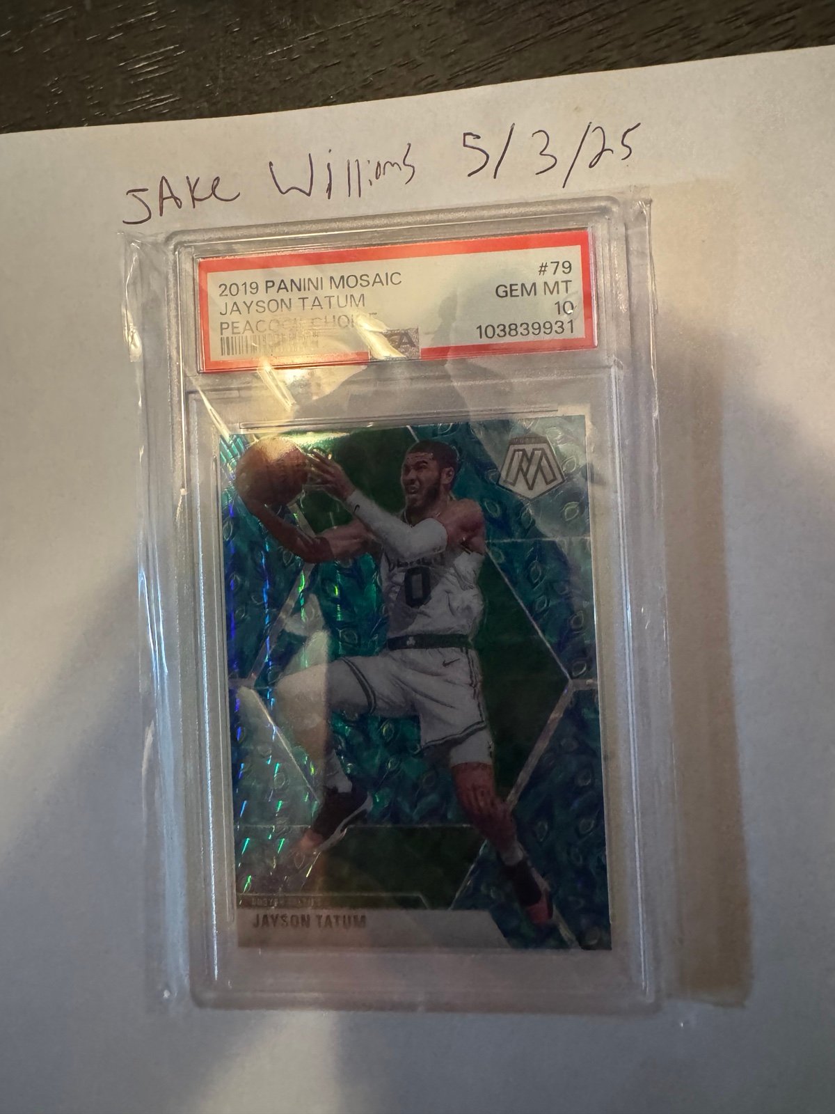 Rare! 2019 Jayson Tatum mosaic choice peacock psa10