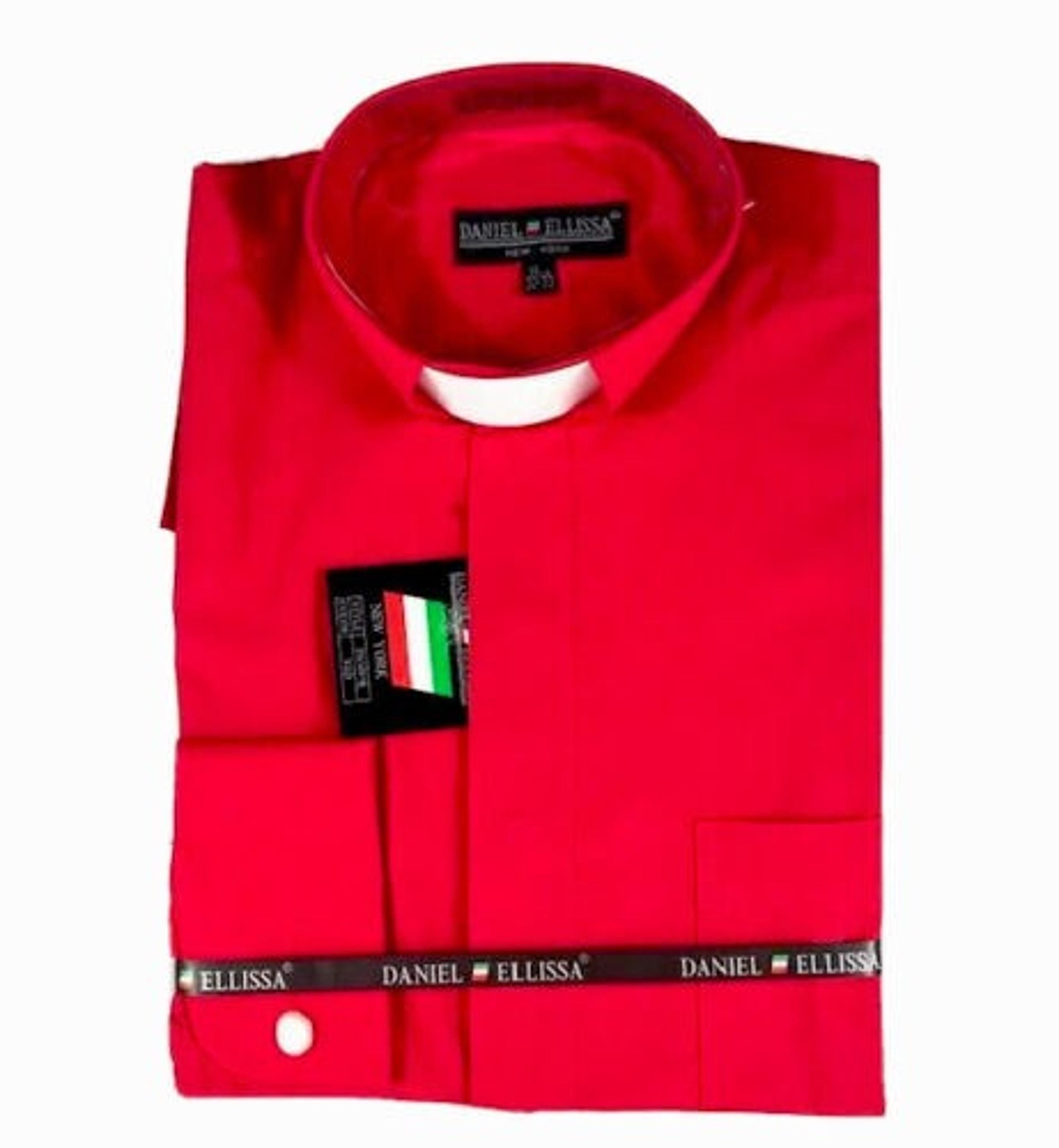 Daniel Ellissa Men's Clergy Shirt Red White Tab French Cuffs Size 19.5 36/37
