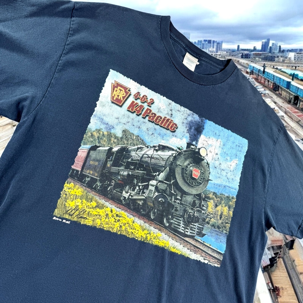 Vintage K4 Pacific T-Shirt Men XL Locomotive 4-6-2 RPR AAA Art Graphic Rails