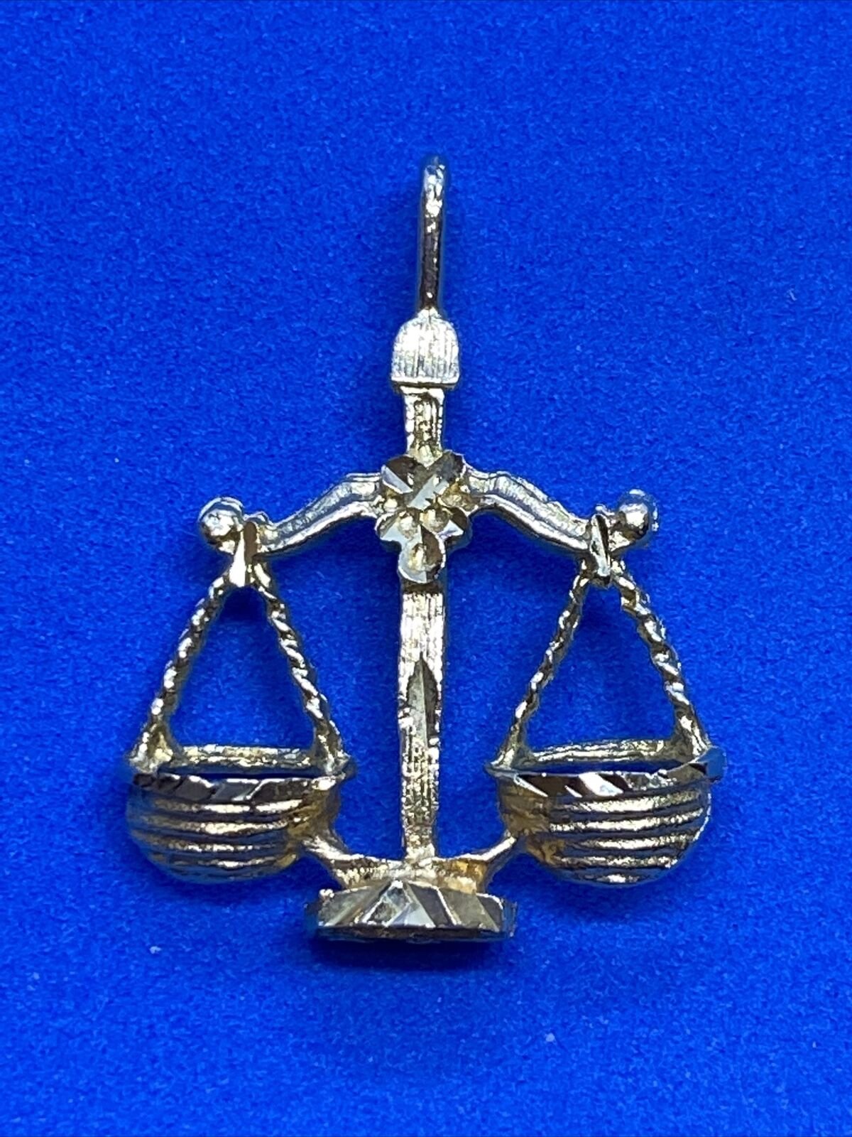 14K Yellow Gold Scales of Justice Balanced Scales Lawyer Attorney Charm Pendant