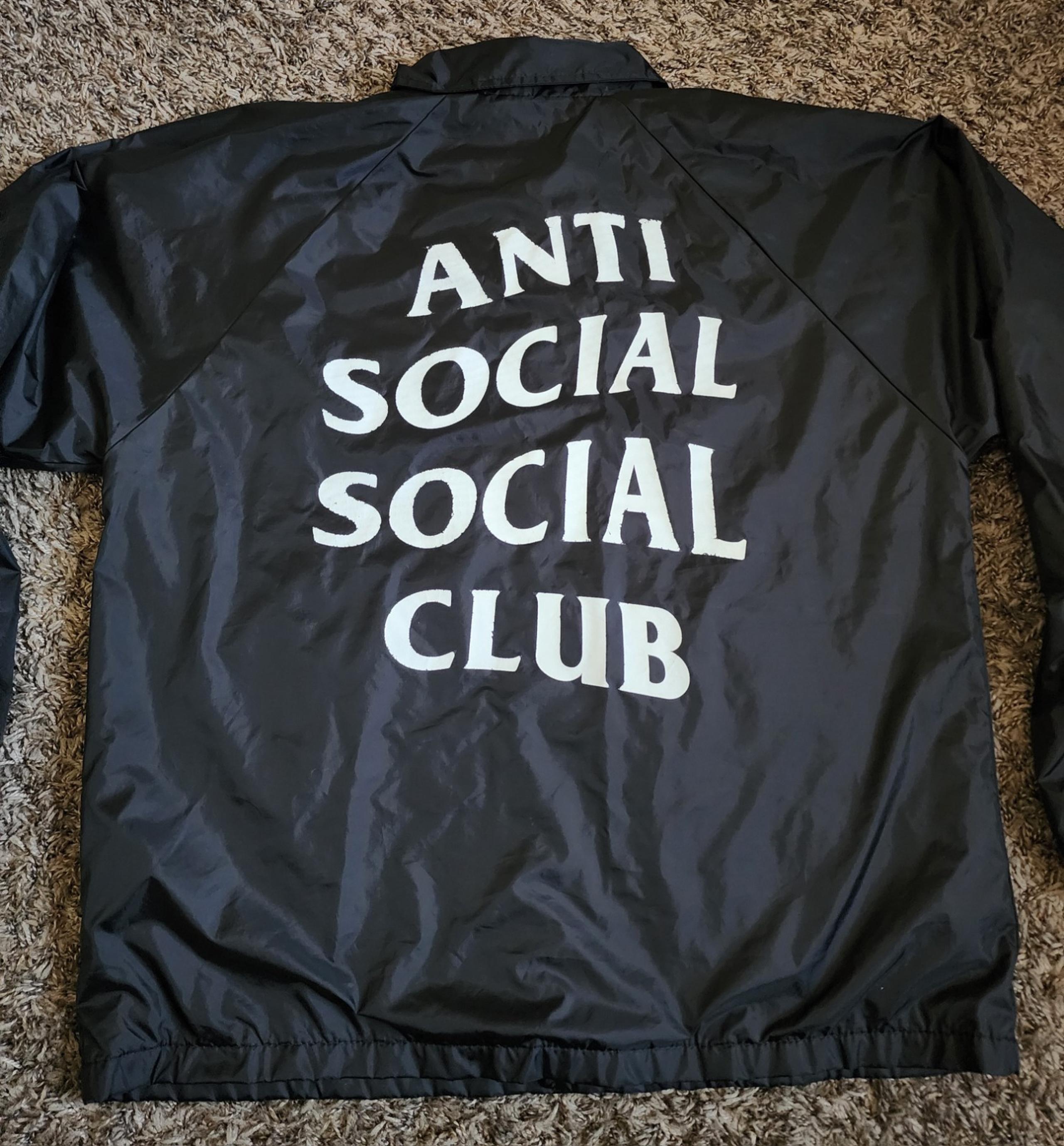 Anti Social Social Club Black Coach Windbreaker Logo Jacket Men's M