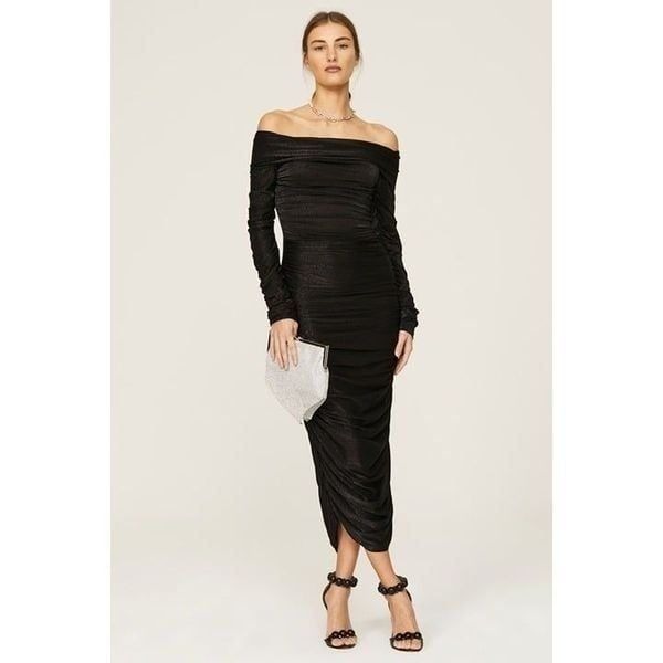 Bronx and Banco Amara Midi Dress Black Womens 8 Large