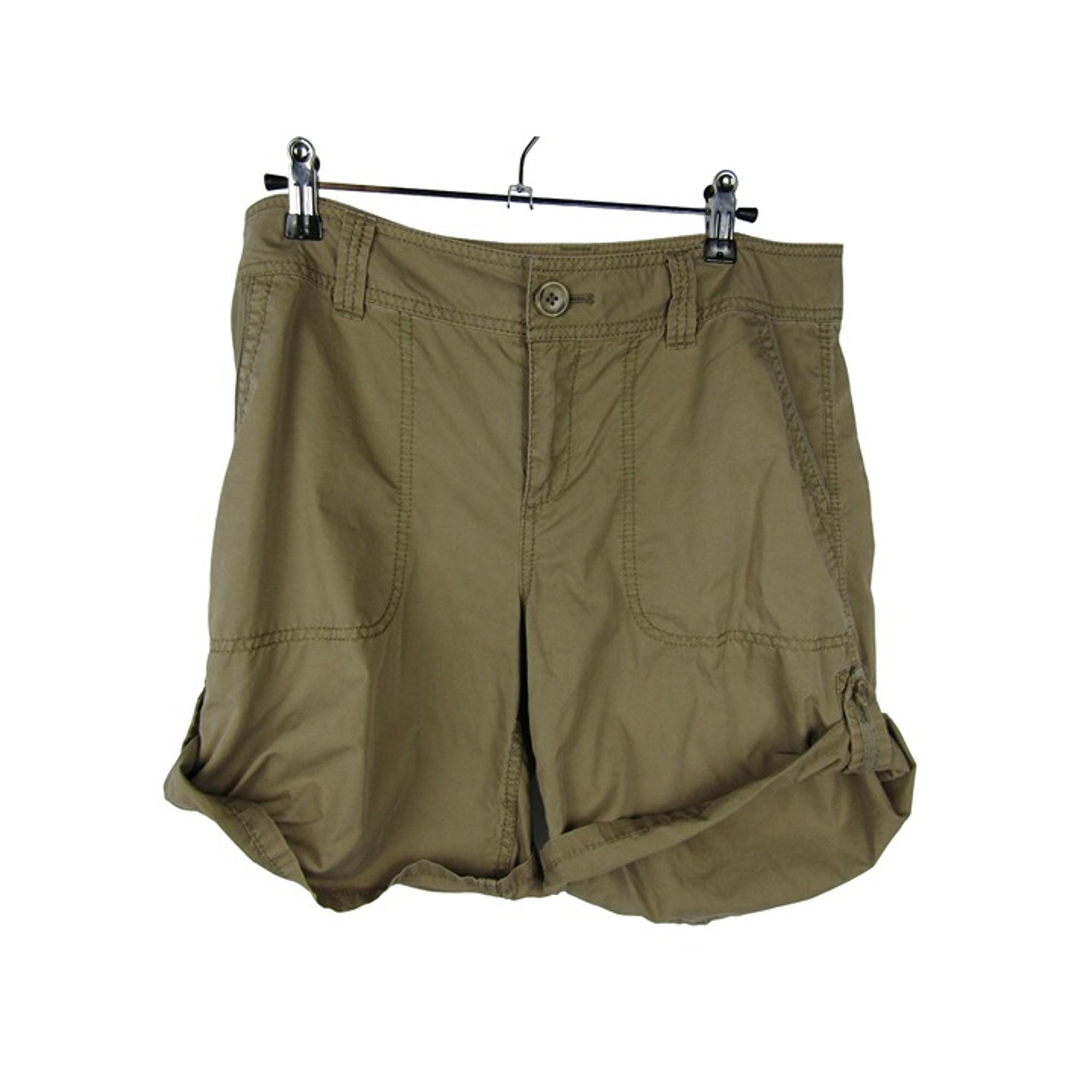 Caslon Womens Mid Rise Rolled Cuff Breathable Utility Mom Shorts Khaki Medium