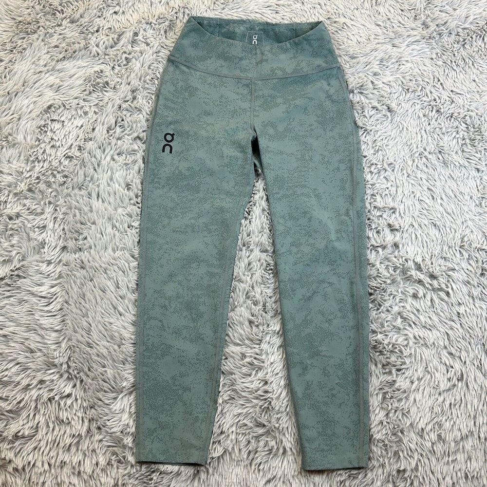 On Cloud Leggings Running 7/8 Women's XS Teal Swiss Engineering Activewear Gym