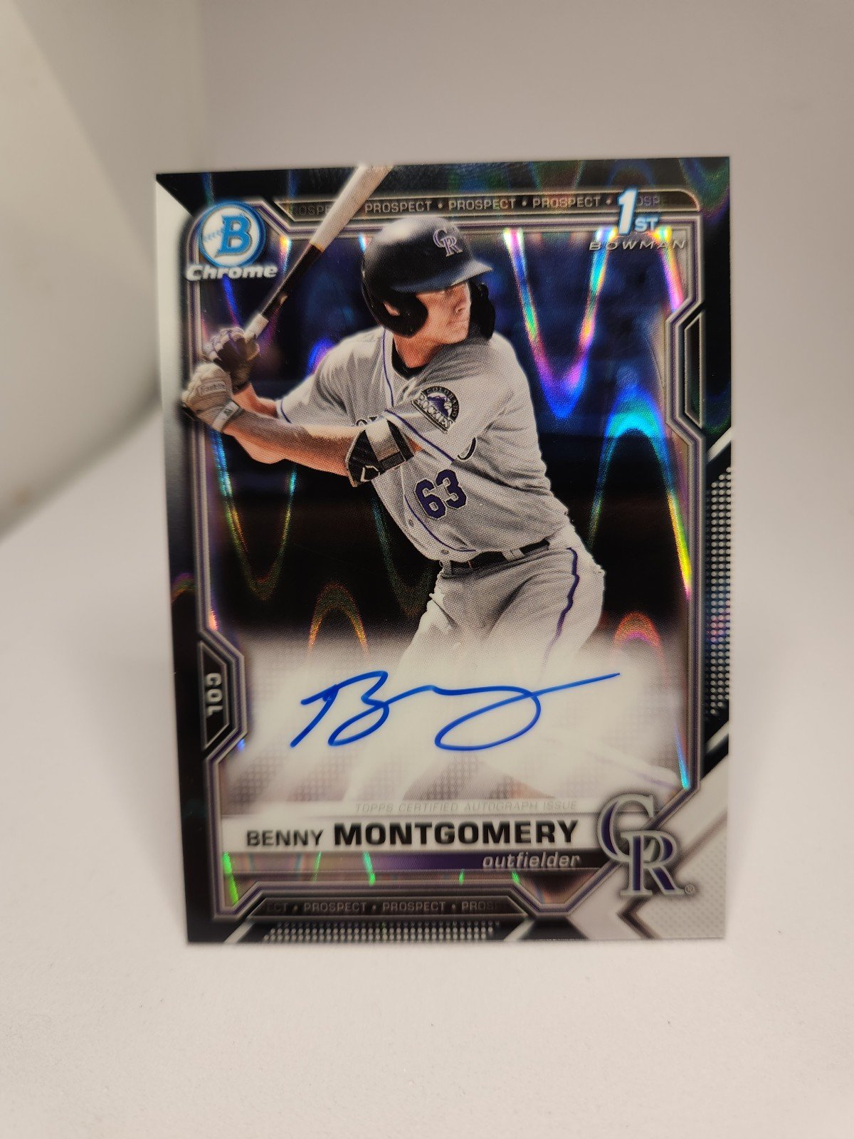 2021 Bowman Chrome Benny Montgomery Rookie 1st Black White Raywave Auto SSP