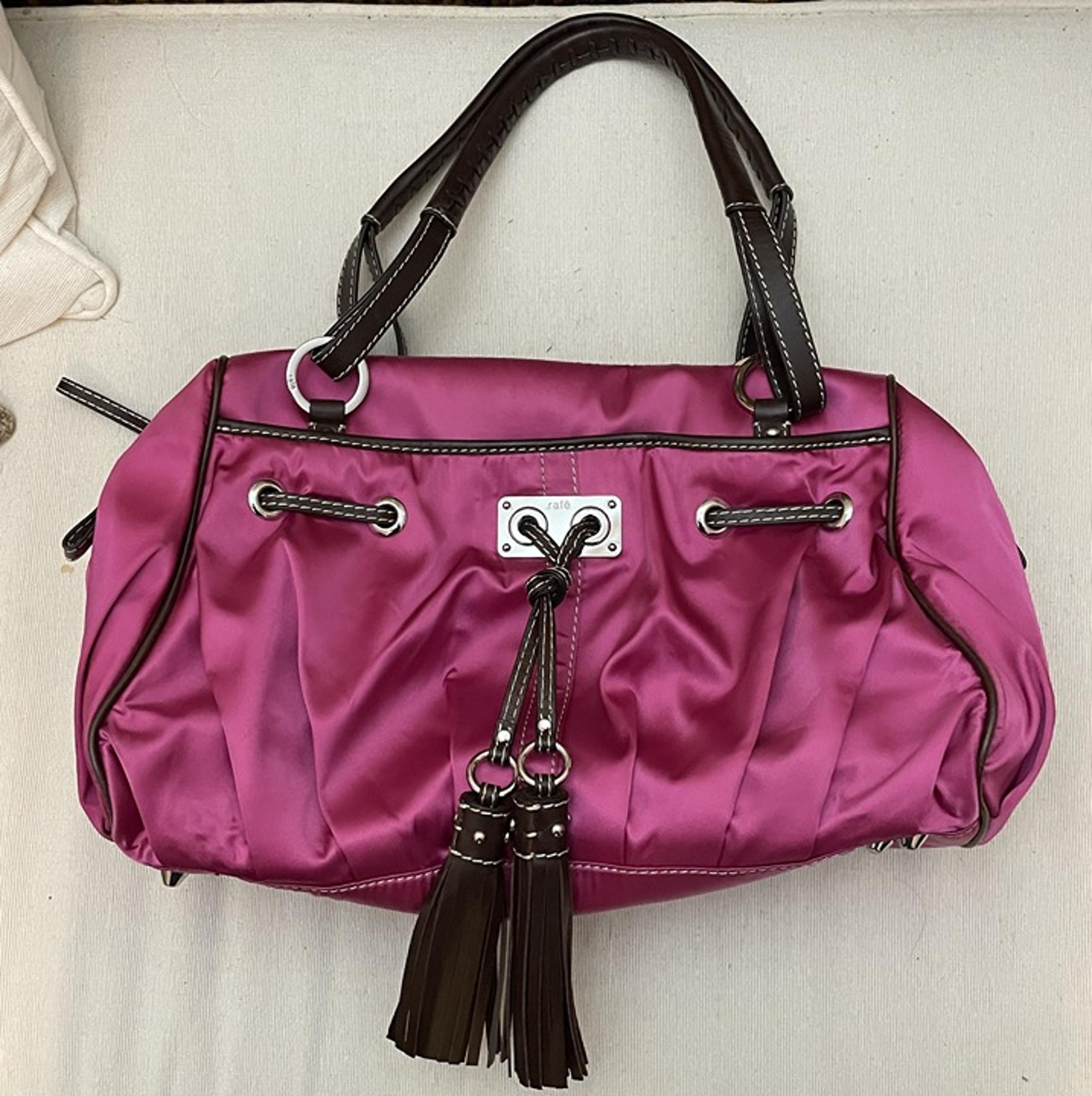 Rafe Satin and Leather NYC Tassels Shoulder Bag (-072)