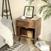 Nightstand, End Table with Drawer, Open Compartment, and Pinewood Legs